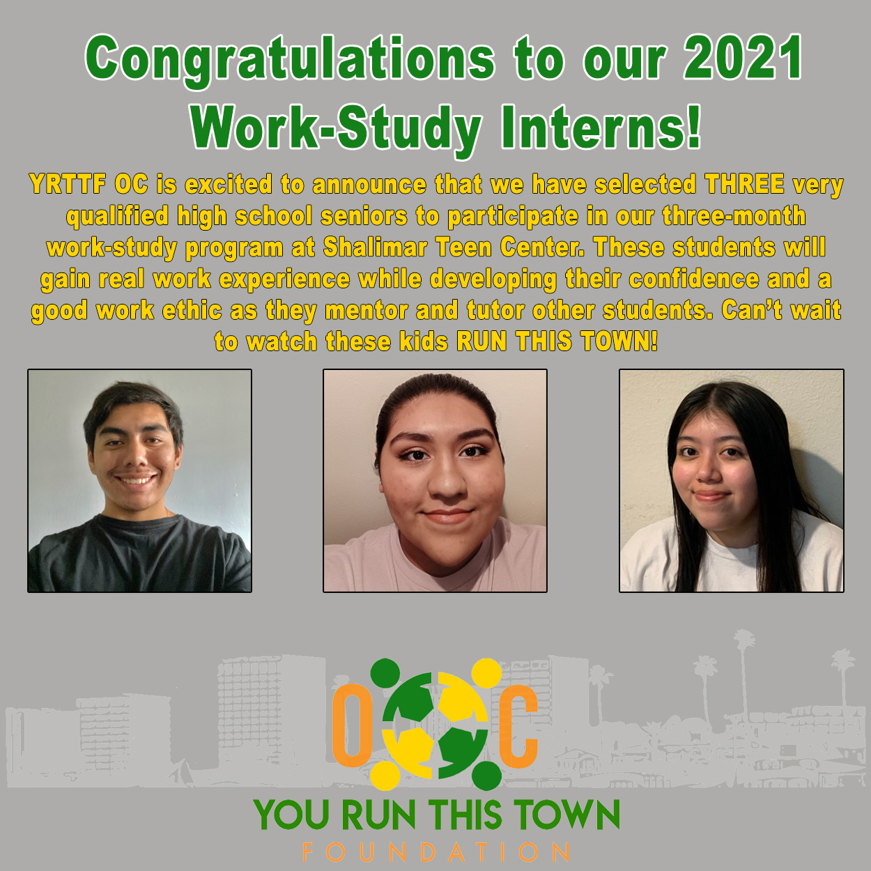 Congratulations to our 2021 Work-Study Interns!